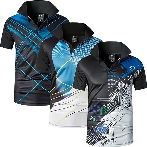 jeansian Men's 3 Packs Ourdoor Sport Quick Dry Polo T-Shirt Tee Tshirt Golf Tennis Bowling Fit LSL195