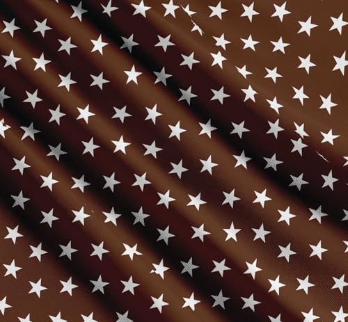 Image of Soimoi Brown Cotton Cambric Fabric Stars Star Print Sewing Fabric Meter 58 Inch Wide