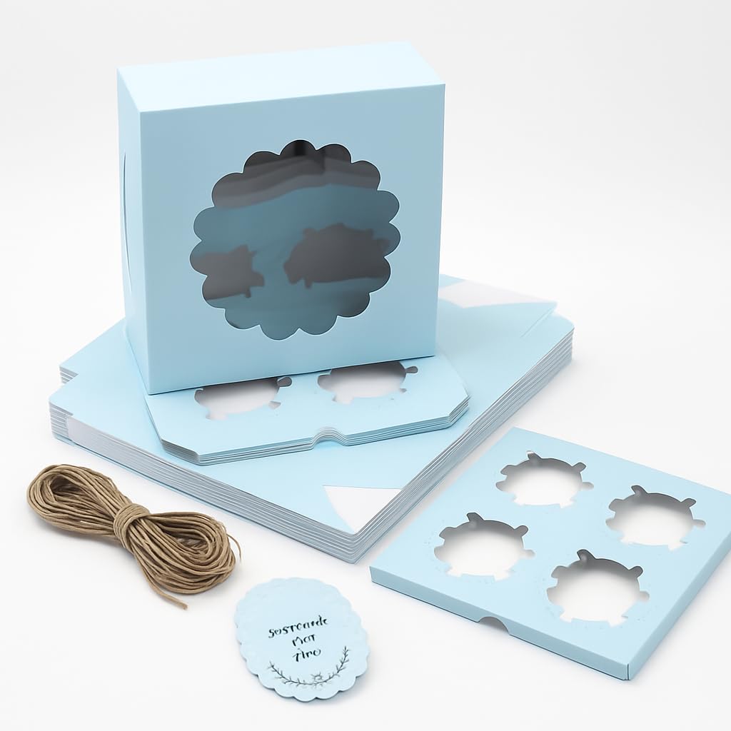 Cupcake Boxes with Inserts - Pack of 10 -10 Cupcake Boxes with Inserts - Pack of 10 -10