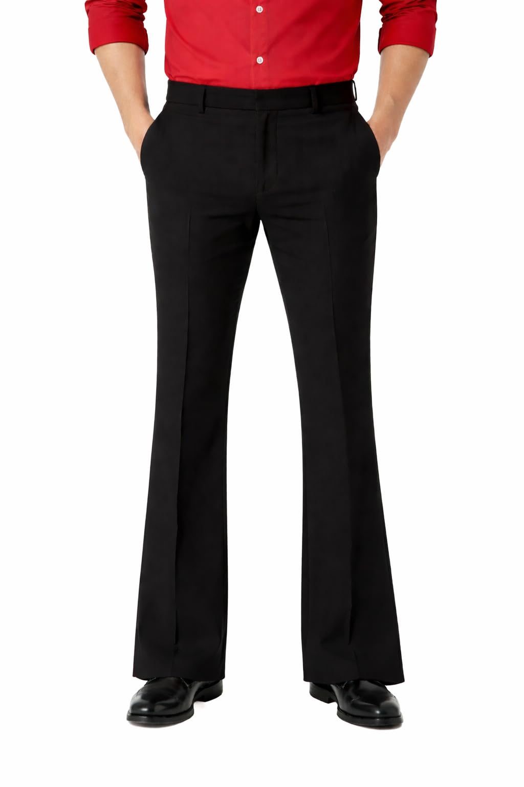 four pockets Men's Black Bootcut Trousers | Premium Japanese Fabric | Tailored Fit Stretchable & Comfortable Formal Pants for Men-picture-12