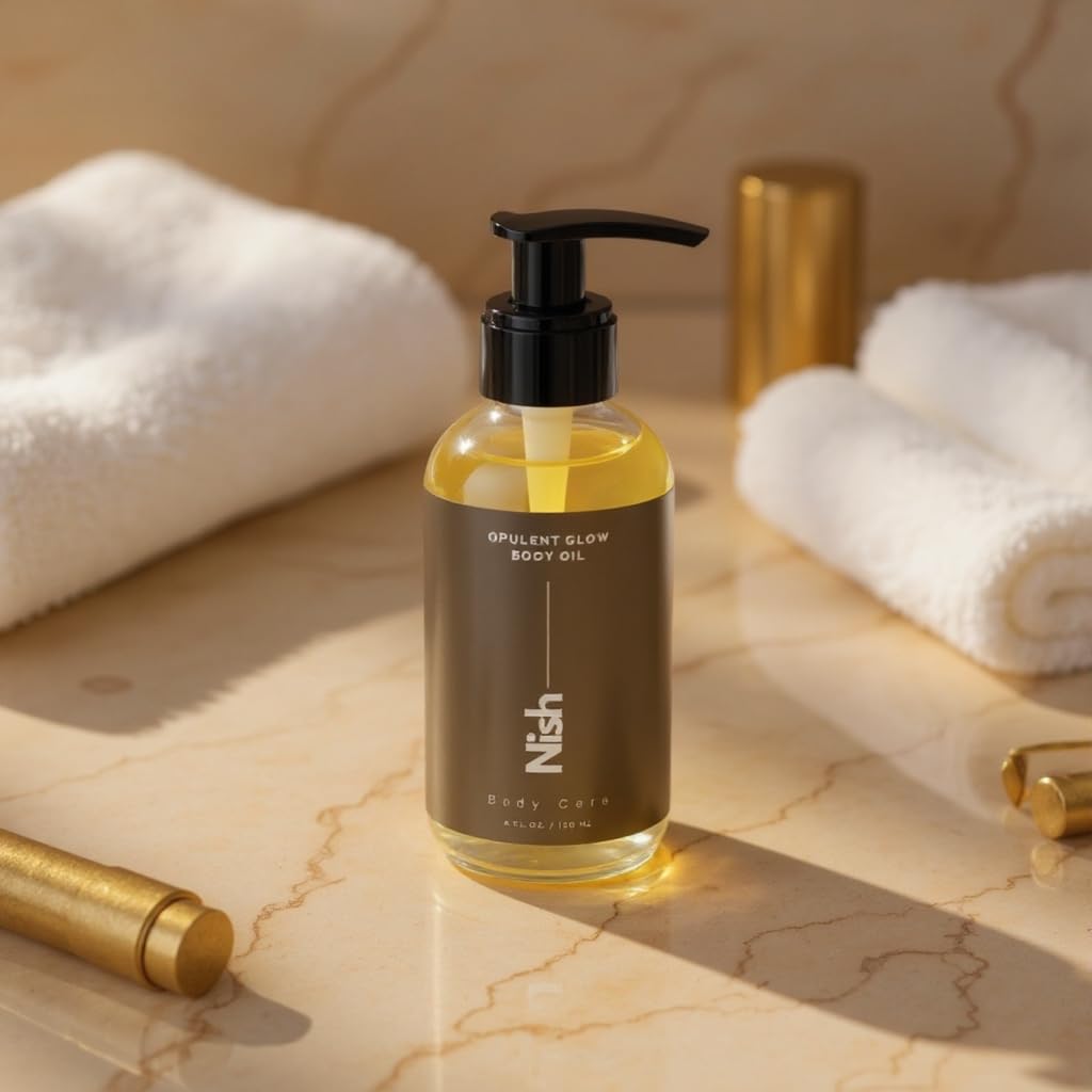 Opulent Glow Body Oil – Hydrating Body Oil for Dry Skin with Avocado, Coconut, Sunflower & Bran Oils, Lightweight Moisturizing Body Oil for Radiant Glowing Skin (4 fl oz.)