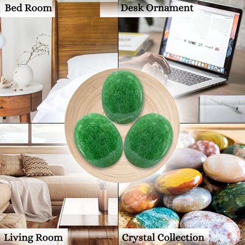 Image of Amazing Gemstone Green Strawberry Quartz Crystals and Healing Stones - Large Palm Stone Crystals Piedra - Crystal for Good Luck, Positive Energy, Meditation - Unique Stocking Stuffers Gifts for Women