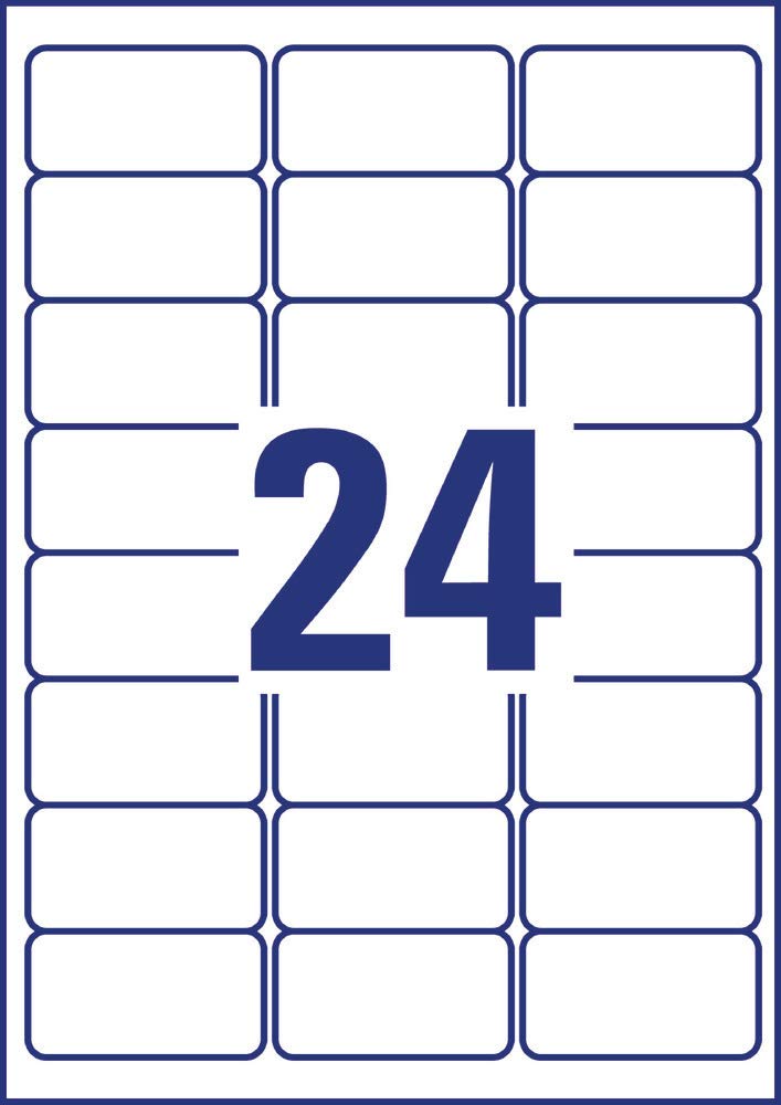 AVERY Zweckform L4773REV-20 Wetterfeste Folienetiketten (480 Aufkleber, 63,5x33,9mm auf A4, selbstklebend, wasserfest, wiederablösbar, strapazierfähig, bedruckbare Outdoor Klebefolie) 20 Blatt, weiß
