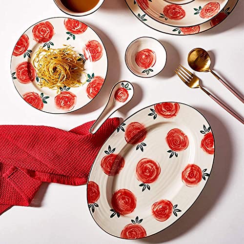 NC Set di stoviglie, per la casa o Ristorante Speciale, Set per la Cena in Ceramica, 51 Pezzi Retro Garden Rose Filo di… - immagine 6