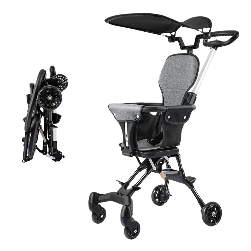 KARTUNBOX Lightweight Baby Stroller with Storage Basket, 3-Second Folding, Baby Kids & Toddler Exclusive Foldable Scooter with Handle, 4 Wheels Child Stroller Ergonomic Adjustable Infant Carriage-image-3