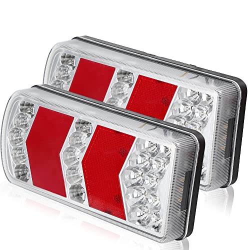 DARKGUARD Pilotos Traseras Led Remolque Homologado 12V 24V Luces Traseros Faros Led Remolque de Caravana y Camion, Luz de Antinieblas/Intermitentes/Matrícula/Marcha-Atras con Reflector ECE IP67