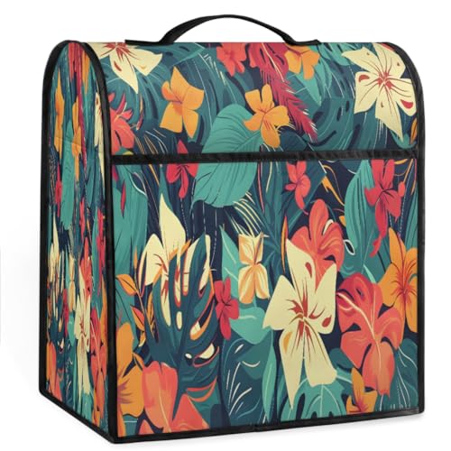 Coffee Maker Cover Tropical Flower Kitchen Appliance Covers Small Appliance Covers Blender Cover Juicer Cover Dust Covers for Kitchen Appliances with Top Handle and Pockets,Washable,B112