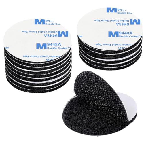 Stalora Scratch Autocollant Double Face Extra Fort, 15 Pièces Pastilles Autocollant Rond 5cm, Bande Adhésive Réutilisable Puissant pour Bricolage, Cadre Photos et Tissu, Noir