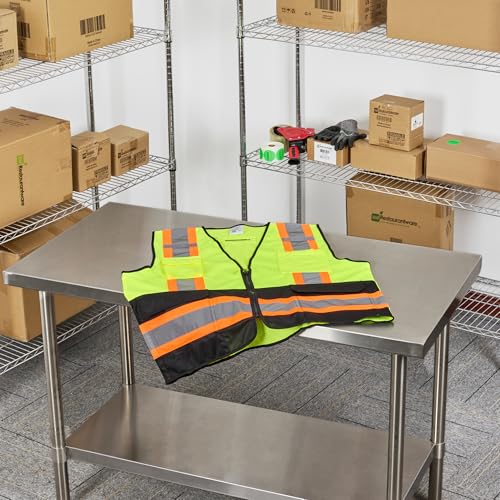 Image of Restaurantware Reflective Safety Vest 20 Count 29.213 x 30.315 Inches High Visibility Multi-Pocket Zipper Front Safety Vest