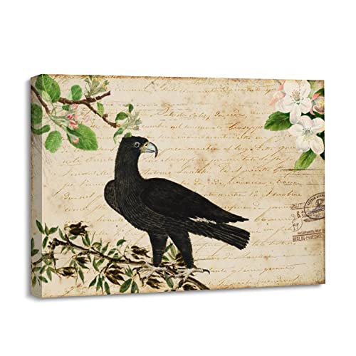 Impresiones en lienzo de pájaros y flores en cuadro de madera de 12x16 pulgadas para el hogar