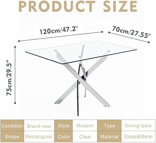 Miniatura 4 de Juego de mesa de comedor de 5 piezas, juego de mesa de comedor de vidrio templado para 4 mesas de cocina con 4 sillas tapizadas para cocina y Mesa