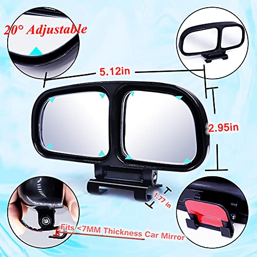 YnGia Blind Spot Mirror, Double Glass Adjustable Rear View Blind Spot Mirror Car Auxiliary Wide Angle Mirrors Side-Angle Side-View Mirror for Most Cars Truck SUV, 1 Piece (Black-Left) - Thumbnail 7