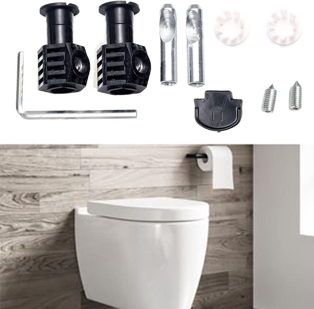 Kit de fixation universel pour toilettes suspendues au mur, charnières de fixation supérieure en acier inoxydable, vis de couvercle à huile, facile à utiliser (noir)