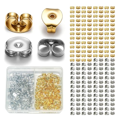 Butterfly Earring Backs 200 PCS Silver & Gold 4.3x6mm