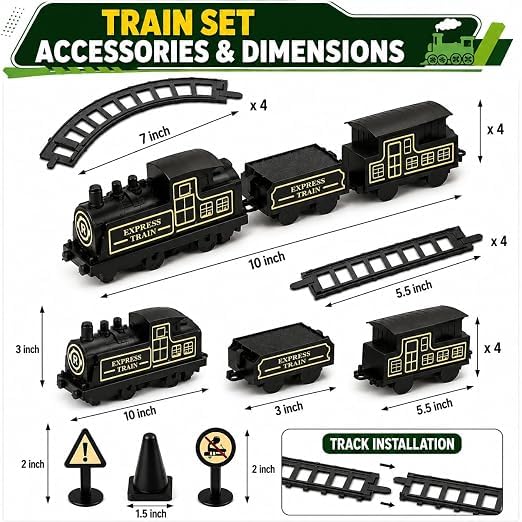 Image of Braintastic Play Train Set for Kids 3+ Years | Battery Operated Toy Train with Track | Colorful Railway Train Set for Boys & Girls | 14-Piece Train Track Toy