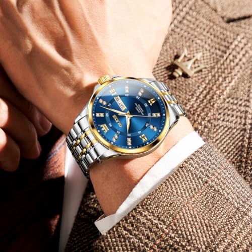Image of OLEVS Men Leather Watches Black Ultra Thin 6.5mm Minimalist Dress Fashion Simple Casual Waterproof Date Watch for Men