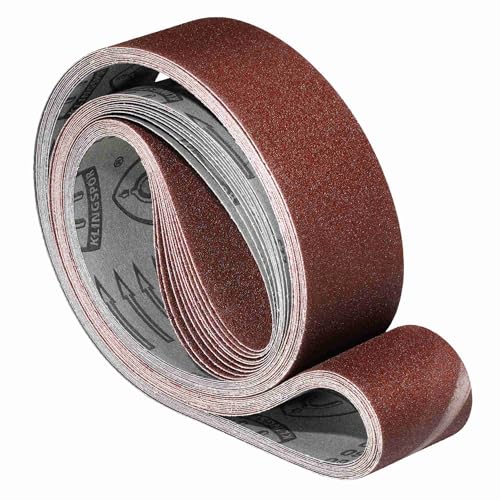 Klingspor Korund Schleifband – 50 x 2000 mm – Körnung P80 – 5 Stück – für Holz & Metall – reißfeste halbflexible Gewebeunterlage – Profi-Schleifbänder für Bandschleifer