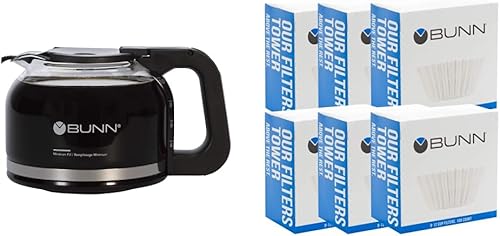 BUNN Jarra sin goteo de 10 tazas y filtros de café de 8 a 12 tazas, 6 cada uno, 100 unidades