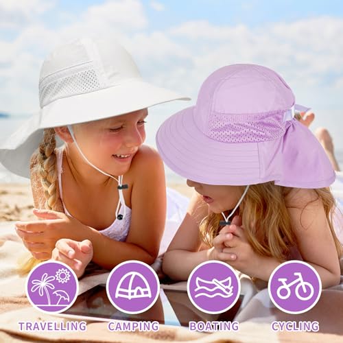 Image of Toddler Baby Sun Hat Kids Summer Beach Essentials Adjustable Beach Hats with Bucket Wide Brim for Boys Girls Age 0-14 Years