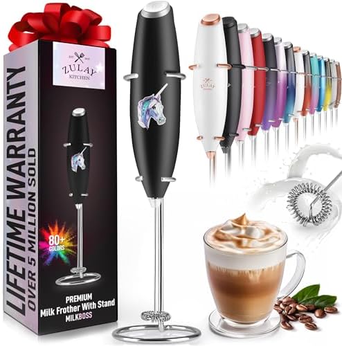 Zulay Kitchen Powerful Milk Frother Handheld Foam Maker for Latte...