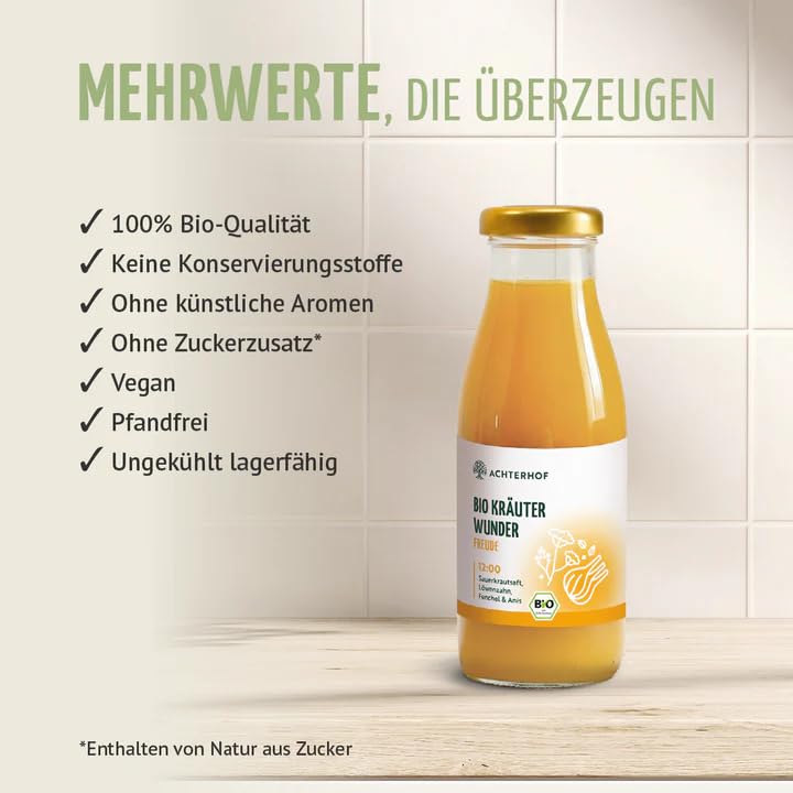 Kräuterwunder 5-Tages-Fastenkur Bio | 5x6 Flaschen | die erste Fastenkur auf Kräuterbasis | Bio Qualität | vom Achterhof