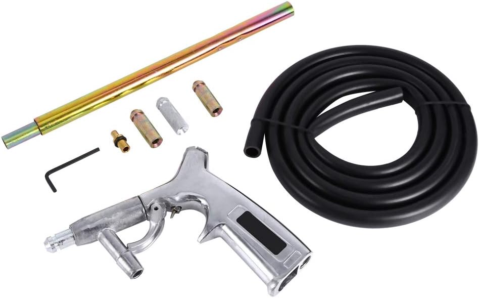 Sandblasting Gun, Portable 60-120PSI Handheld Air Sand Gun Blaster Grit Shot Sandblaster Spray Gun Cast Aluminum Blasting Machine with 4 Nozzles for Etching Glass Metal Surface
