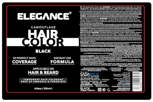 Tinte Temporal para Cabello y Barba Negro E Elegance miniatura 2