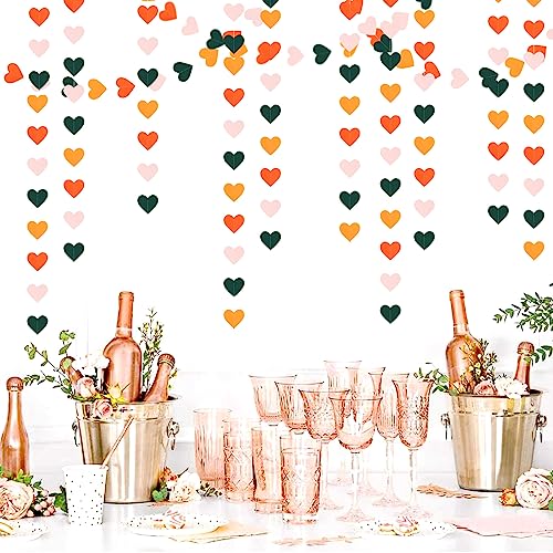 Image of Pink Green Orange Party-Decorations Heart-Garland - 52ft Little Cutie Baby Shower Hanging Decoration Streamers Banner,Wedding Bridal Shower Birthday Spring Summer Fall Autumn Decor Panduola