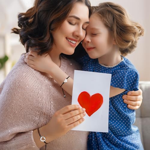 Image of EOBOH Mother's Day Gift Bracelets, Mother's Day Bracelets Adjustable Hearts Mother Daughter with Card, Love Mothers Day Gifts for Grandma Daughter Accessories