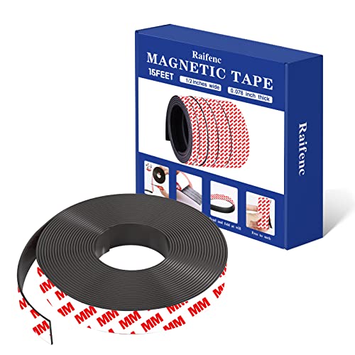 Raifenc Magnetic Tape, 15 Ft Magnetic Strip (1/2 Inch Wide X 15 Feet Long) With Strong Adhesive Backing. Great For Diy, Art Projects, Whiteboards And #TOP5