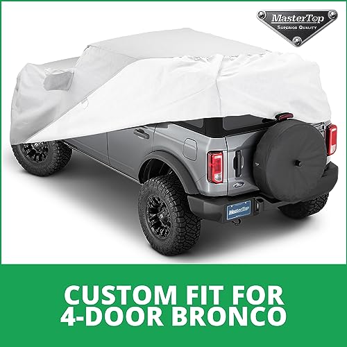 Image of MasterTop 5-Layer Full Car Cover - Fits Ford Bronco 2020-2023 - Bronco Sport Car Accessories Ford Bronco Cover Truck Cover Exterior Covers Vehicle Cover - Installs Over Factory Top - Weatherproof