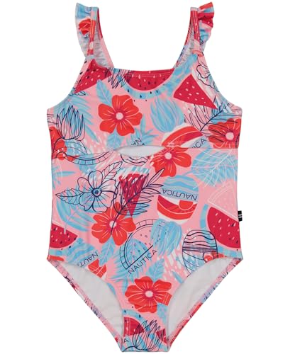 Image of Nautica Girls One-Piece Swimsuit with UPF 50+ Sun Protection, Quick Drying Bathing Suit