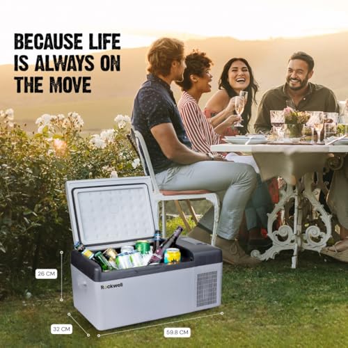 Image of Rockwell 15Litres Portable Car Fridge Cooler Freezer, 5 Year Warranty, 12V DC / 220V AC Compatible, for Outdoor Adventures, Car, SUV, Camping, Travelling, Truck, RV, Low Noise (RMC15S, Grey)