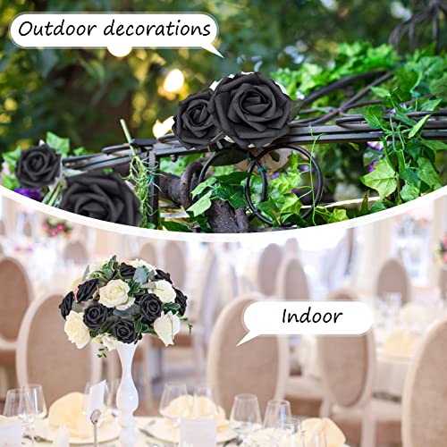 Uzer Artificial Flowers 25 Packs, Fake Flowers Roses For Diy Wedding Bridal Bouquets Centerpieces Bridal Shower Party Home Flower Arrangement Decorations (Black Rose) #TOP4