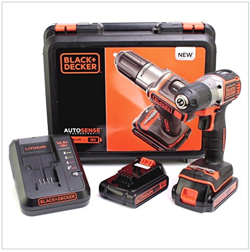 Black+Decker Autosense Akku-Bohrschrauber (Akkubohrer mit Autoselect-Technologie und LED-Arbeitslicht zum Bohren in Holz und Metall und zum… – Ansicht 3