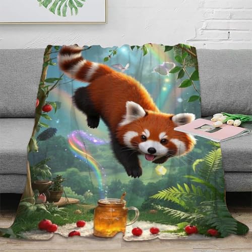 Couverture flanelle panda roux plaid molletonné doux grand format 150x200cm - 3