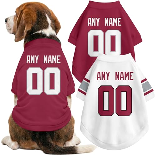 Image of Arizona Dog Clothes Jersey Style Personalized Pet T Shirt with Custom Name Number for Small Medium Large Dogs