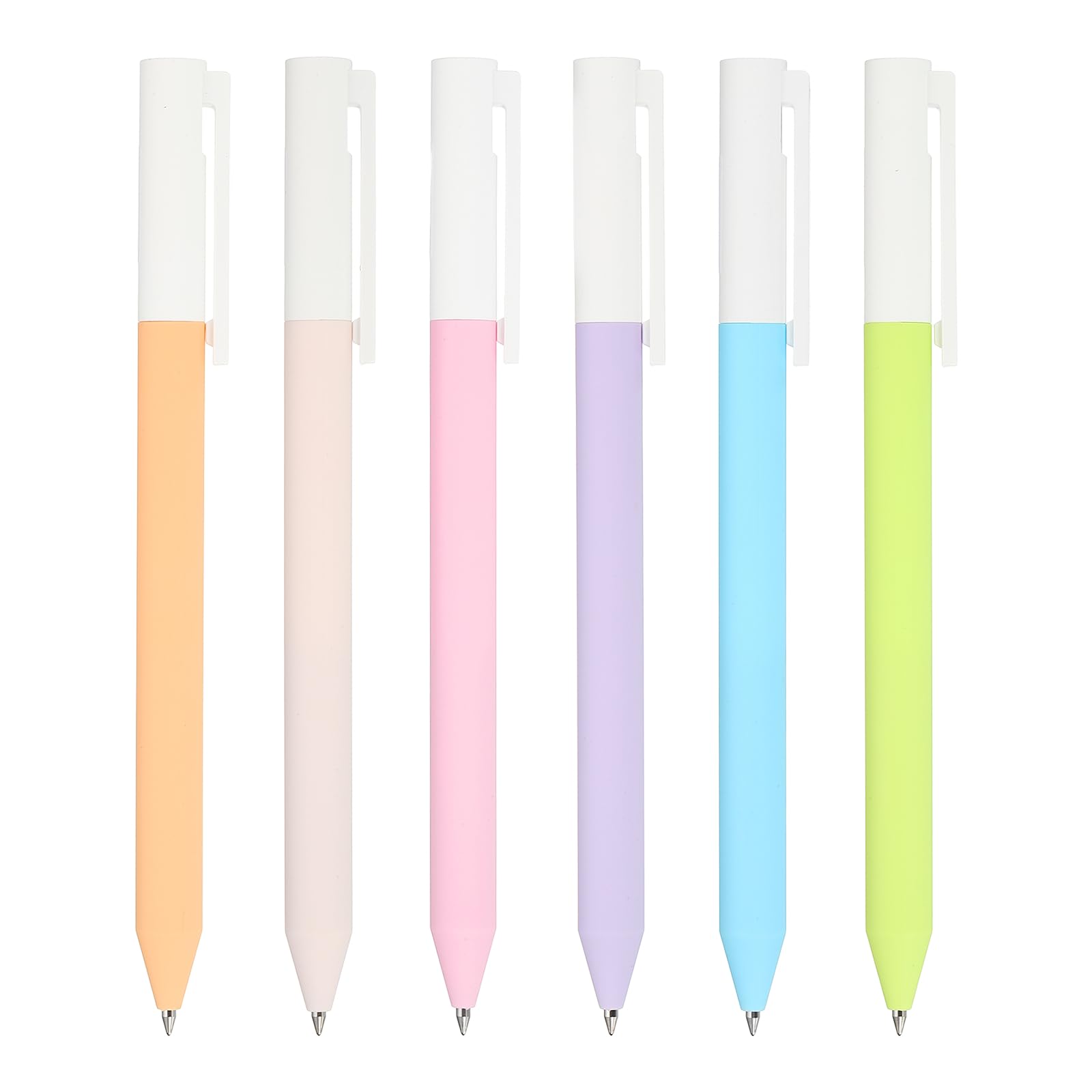 PATIKIL 6 Pcs Gel Pens, 0.5 mm Black Ink Point Rolling Ball Gel Pen, Retractable Bible Pens, Smooth Writing Pens for Journaling Office Supplies, Pink/Blue/Orange/Purple/Yellow/Light Pink
