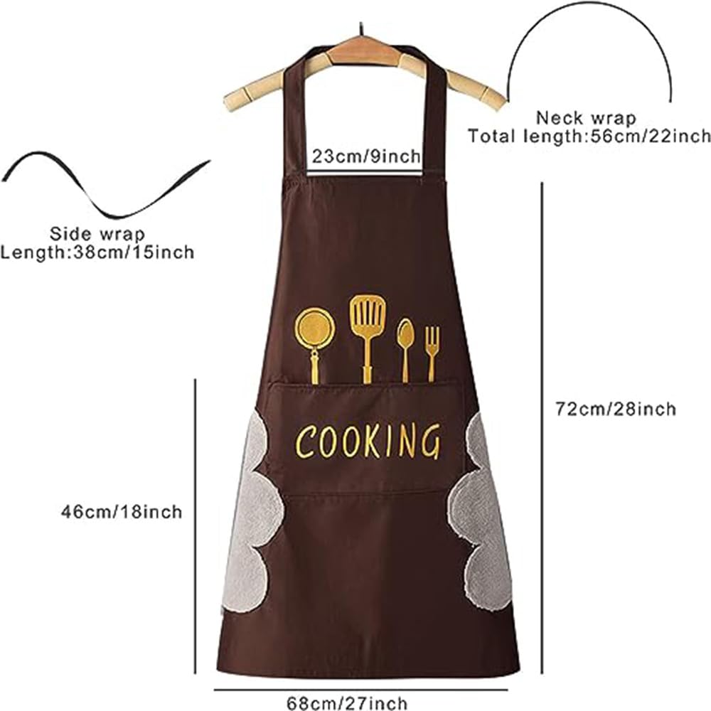 DOCAT Kitchen Apron with Wiping Hand Towel Apron for Women and Men with Big Pocket Unique Design Cooking Fits for Restaurant Home and Kitchen Accessories Items (Maroon - Cooking Design) 2