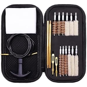 Gun Cleaning Kit Universal Pistol Cleaning Kit for 22 .357/.38/9mm .40 .45 Caliber Handgun Cleaning Kit with Bronze Bore Brush, Cotton Mop, Brass Slotted Tip, etc Gun Cleaner Kit