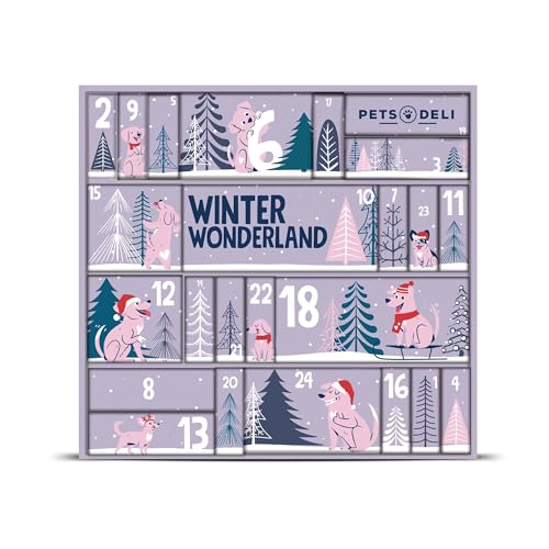 Pets Deli Adventskalender 2025 für Hunde, 24 Türchen mit Snacks, Nassfutter & Gutschein, 1280 g