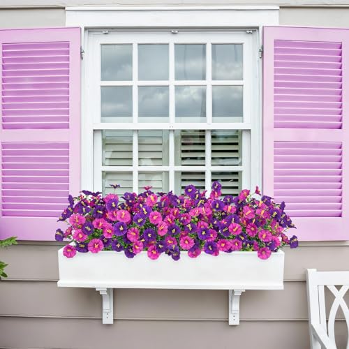 Image of Bassion 16 Pcs Artificial Morning Glory Flower for Outdoors, Fuschia Purple | UV Resistant, realistic, silk flowers, faux eucalyptus plants, outside planters porch window box garden indoor outdoors decor