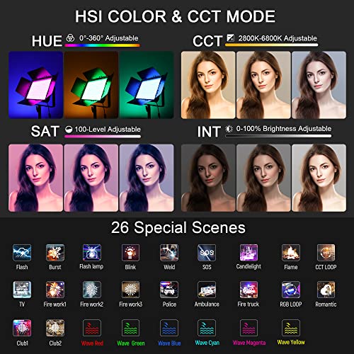 VILTROX 30W RGB LED Video Light Panel with APP Control 360° Full-Color Dimmable Bi-Color 2800K~6800K Photography Light with U Bracket and Barndoor Video Lighting CRI97+ for Gaming/Streaming/YouTube - Image 3
