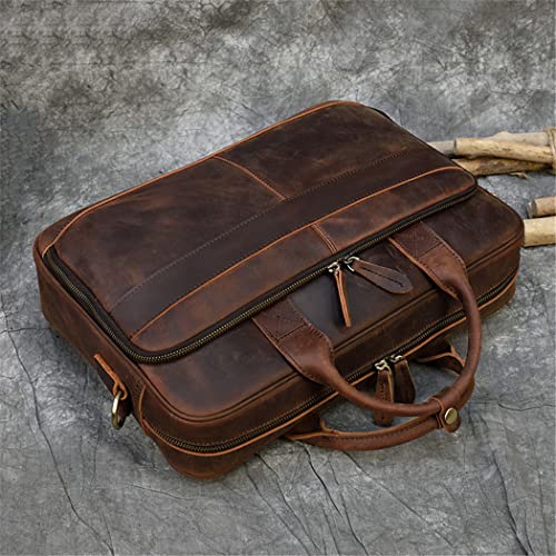 Retro Laptop Briefcase Bag Genuine Leather Handbags Casual 15.6'' Bag Daily Working Tote3