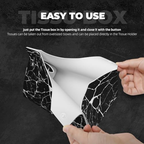 Marble Print Black White Tissue Box Cover Rectangle PU Leather Facial Tissue Case Paper Holder Organizer for Decor Bathroom Vanity Countertop Bedroom Dresser Night Stand Desk Tabletop Car Office by DSSWTP - Image 3