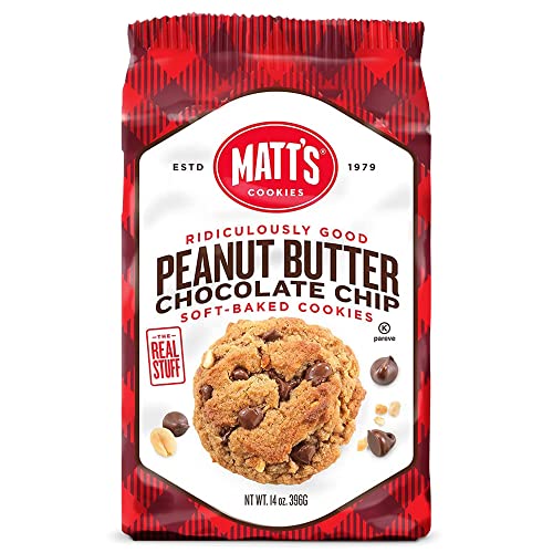 Matt's Cookies, Galletas de chocolate con mantequilla de cacahuete, galletas horneadas suaves, sin OMG, 6 x 396 g