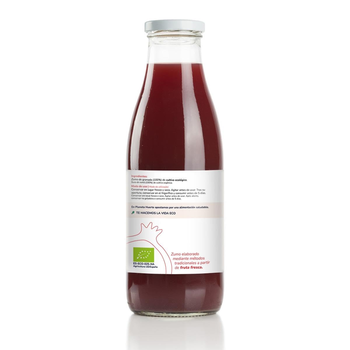 PLANETA HUERTO | Zumo de Granada 100% Fruta Ecológica Exprimida - Sin Azúcar Añadido - 750 ml |