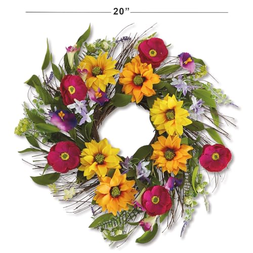Lillian-Vernon-Sunflower-Summer-Fall-Floral-Wreath-Seasonal-Front-Door-Decorations-Indoor-Outdoor-Porch-Home-Wedding-Decor-Large-20-Inch-Decorative-Wreaths Lillian Vernon Sunflower Summer Fall Floral Wreath Seasonal Front Door Decorations Indoor Outdoor Porch Home Wedding Decor Large 20 Inch Decorative Wreaths