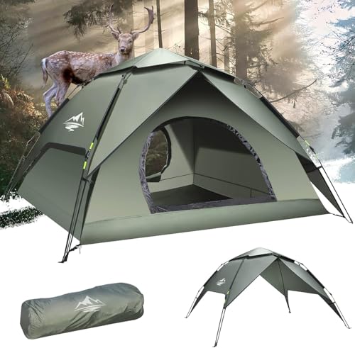 Purebox Tienda de campaña para 3 personas, tienda de campaña instantánea desplegable, 4 estaciones, resistente al agua y al viento, con extraíble para trekking, familias, mochileros