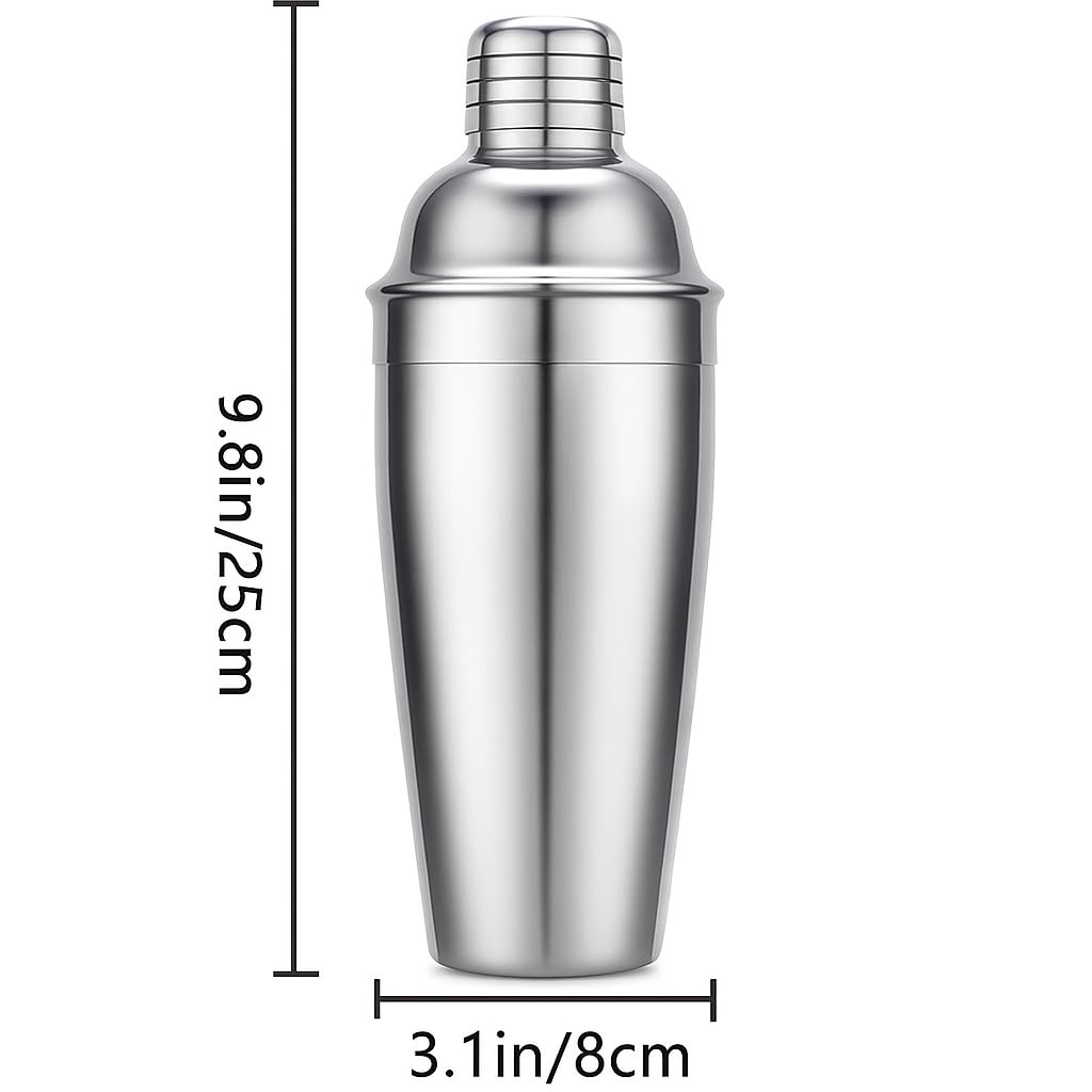 Coctelera de cóctel de 750 ml, colador de coctelera, herramienta de batidora de licor, coctelera de acero inoxidable para hacer cócteles